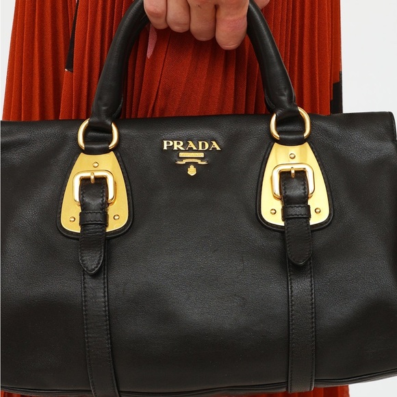 PRADA 100% Authentic Prada Convertible Belted Satchel Tessuto and Leather. - Picture 1 of 14